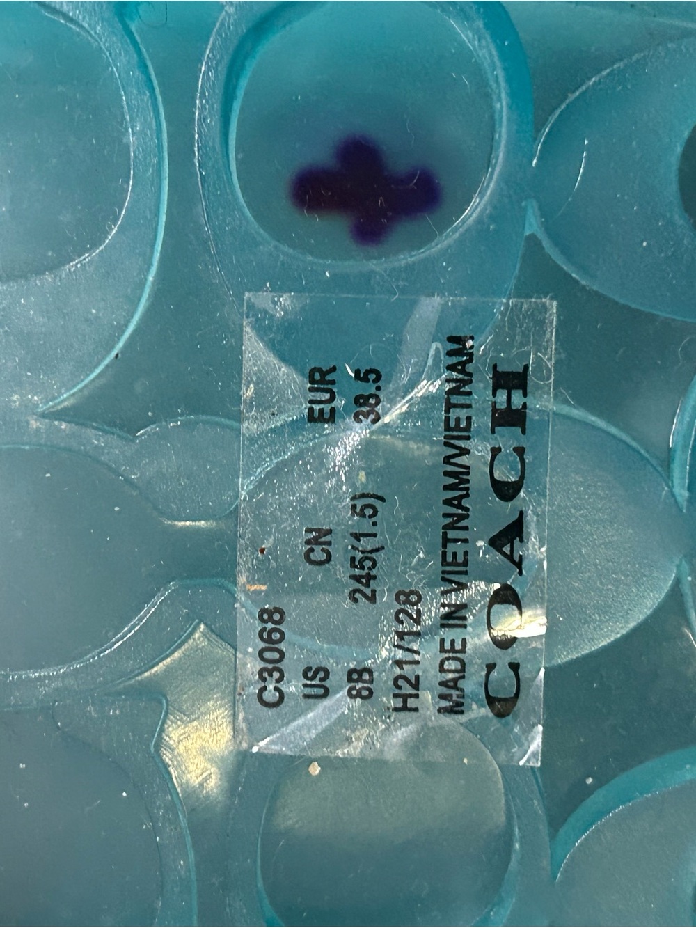 Coach Teal Transparent Slide Sandals Blue Size 8 New - Picture 3 of 6